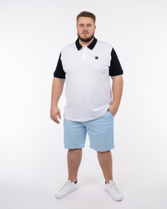 Polo piqué bicolore grande taille blanc