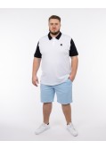 Polo piqué bicolore grande taille blanc