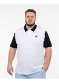 Polo piqué bicolore grande taille blanc