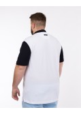 Polo piqué bicolore grande taille blanc