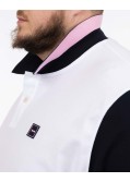 Polo piqué bicolore grande taille blanc