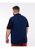 Polo piqué bicolore grande taille bleu