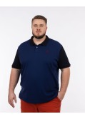 Polo piqué bicolore grande taille bleu