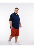 Polo piqué bicolore grande taille bleu