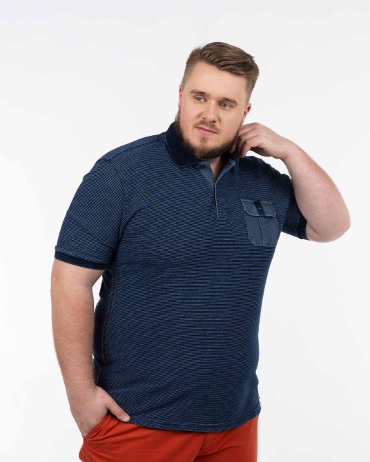 Polo à rayures grande taille bleu indigo