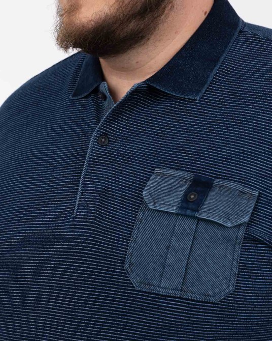 Polo à rayures grande taille bleu indigo