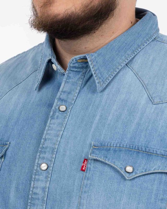 Chemise en jean grande taille bleu clair