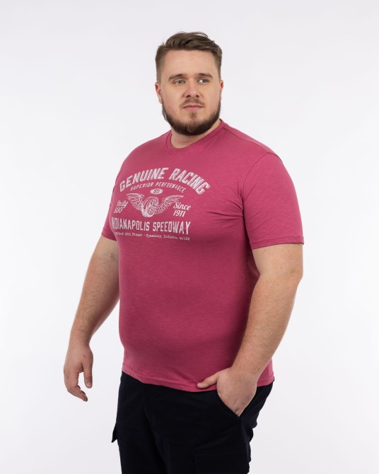 T-shirt col rond flammé grande taille rose