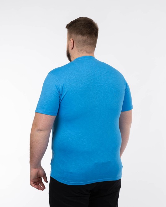 T-shirt col V flammé grande taille bleu