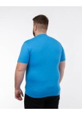 T-shirt col V flammé grande taille bleu