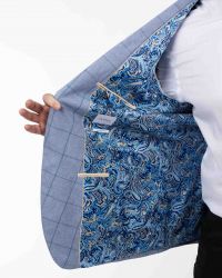 Veste à carreaux grande taille bleu ciel