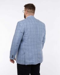 Veste à carreaux grande taille bleu ciel