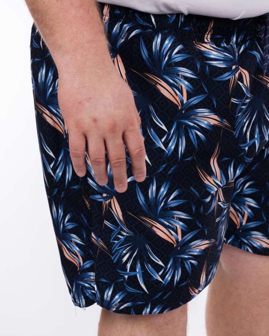 Short de bain tropical grande taille bleu marine