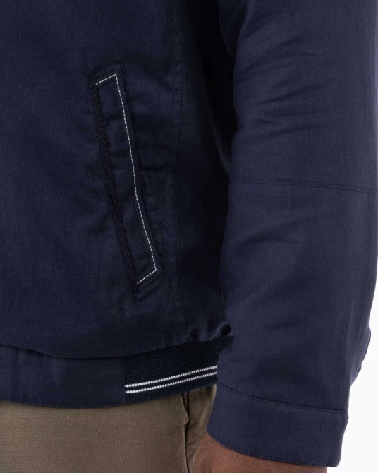 Blouson en coton et lin grande taille bleu marine