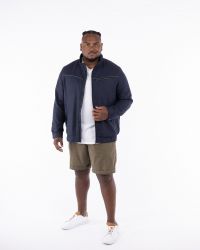 Blouson en coton et lin grande taille bleu marine