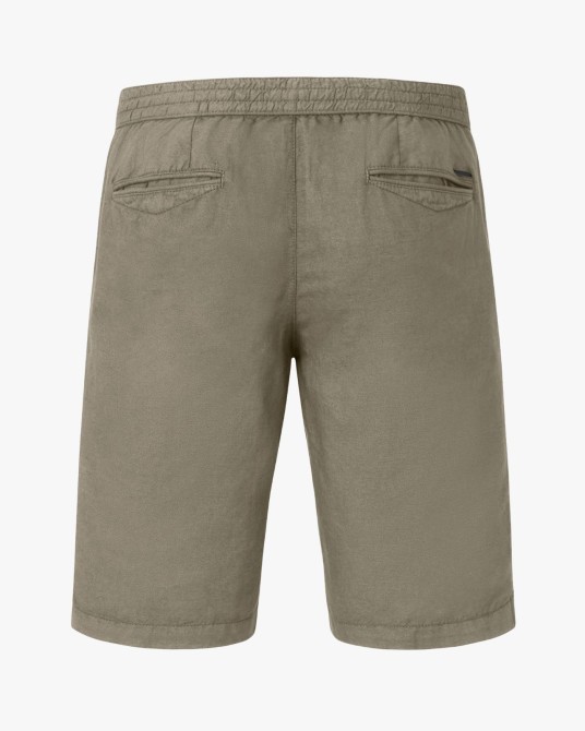 Short chino en coton et lin grande taille vert