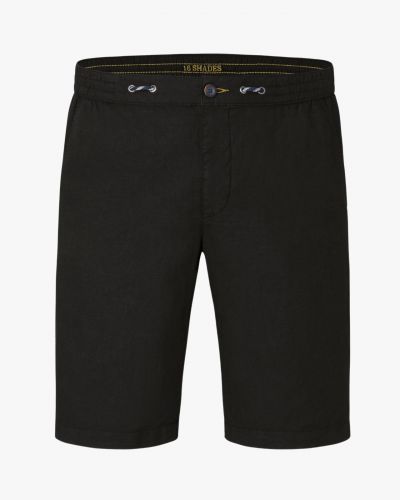 Short chino en coton et lin grande taille noir