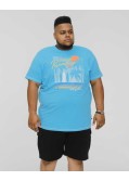 Tee shirt Honolulu grande taille turquoise