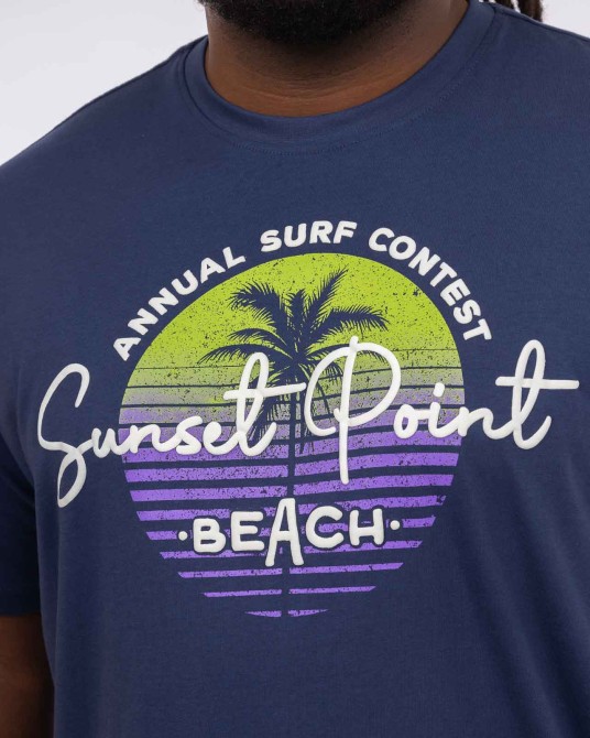 T-shirt col rond Sunset grande taille bleu marine