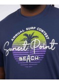 T-shirt col rond Sunset grande taille bleu marine