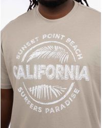 T-shirt col rond California grande taille gris