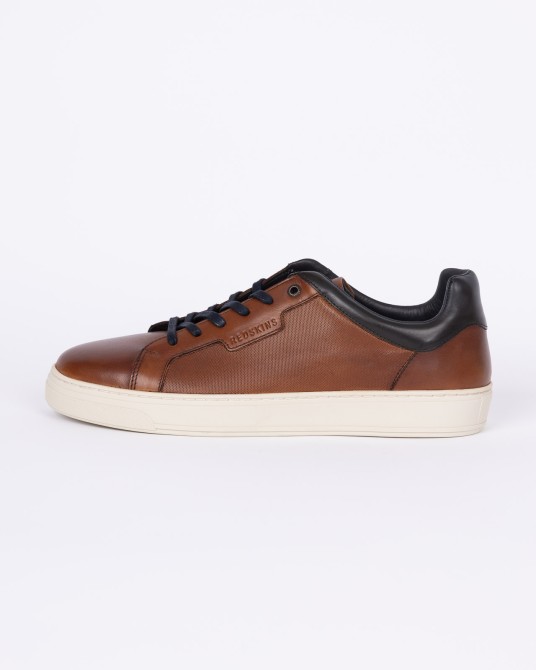 Sneakers en cuir grande taille cognac