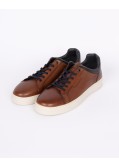 Sneakers en cuir grande taille cognac