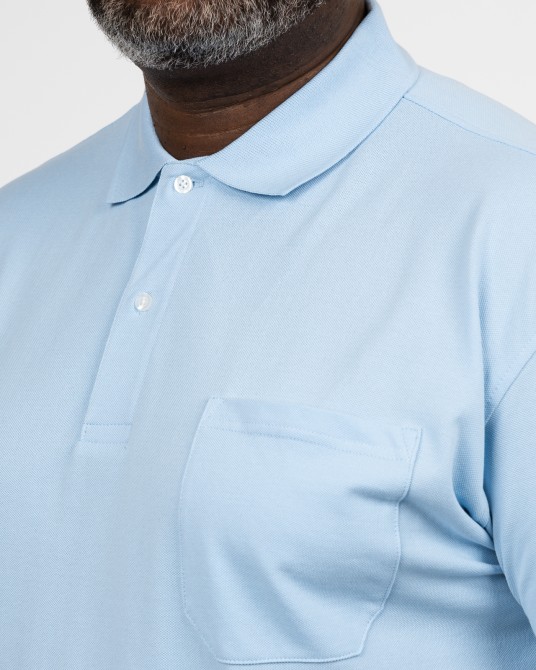 Polo piqué grande taille bleu ciel