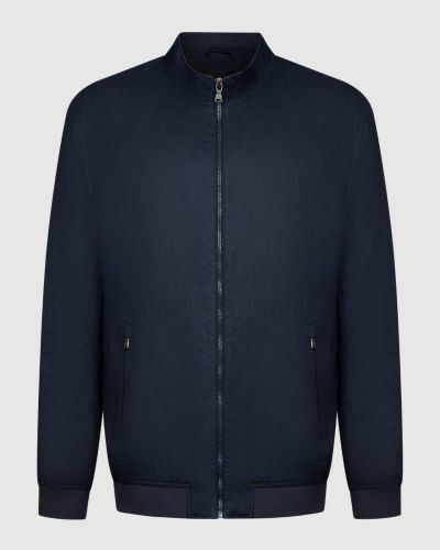 Blouson en lin grande taille bleu marine