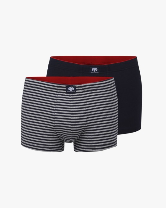 Pack de 2 boxers grande taille uni et rayé bleu marine