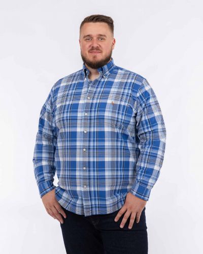 Chemise oxford à carreaux grande taille bleu