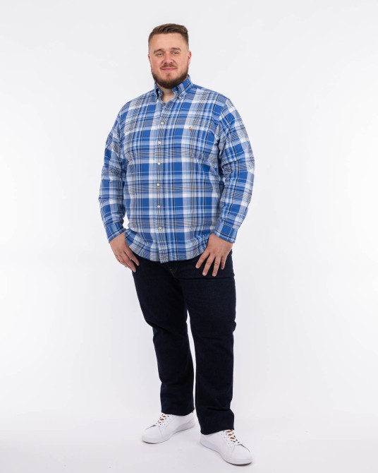 Chemise oxford à carreaux grande taille bleu