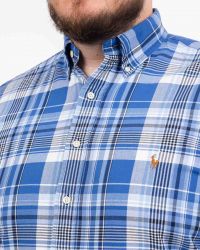 Chemise oxford à carreaux grande taille bleu