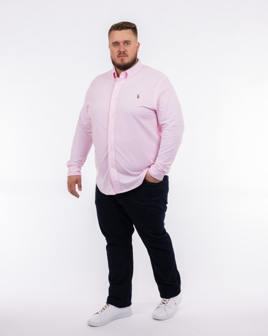 Chemise oxford en maille grande taille rose