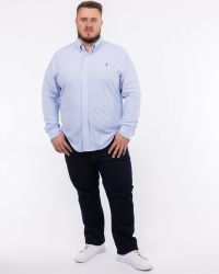 Chemise oxford en maille rayée grande taille bleu clair