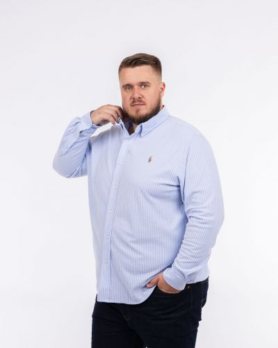 Chemise oxford en maille rayée grande taille bleu clair