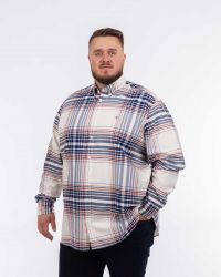 Chemise oxford à carreaux grande taille écru