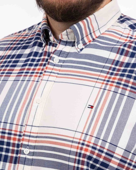 Chemise oxford à carreaux grande taille écru