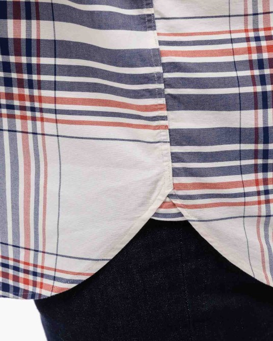 Chemise oxford à carreaux grande taille écru