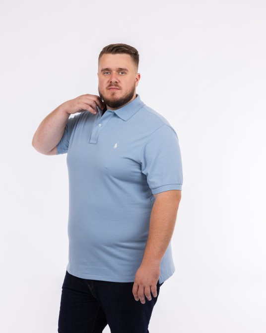 Polo piqué grande taille bleu clair