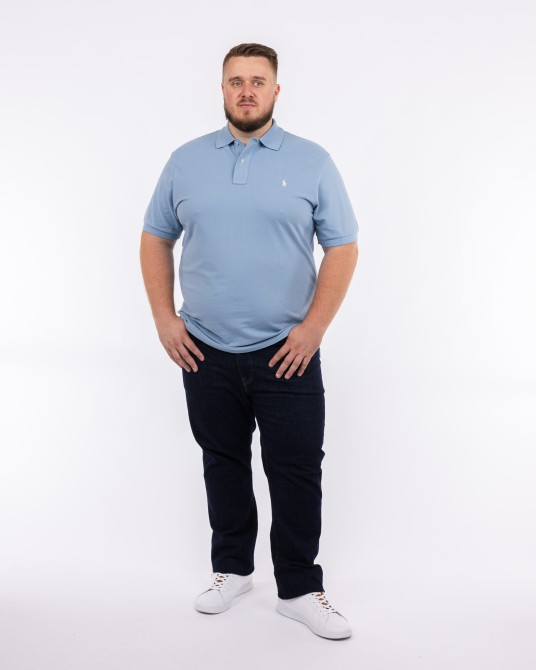 Polo piqué grande taille bleu clair