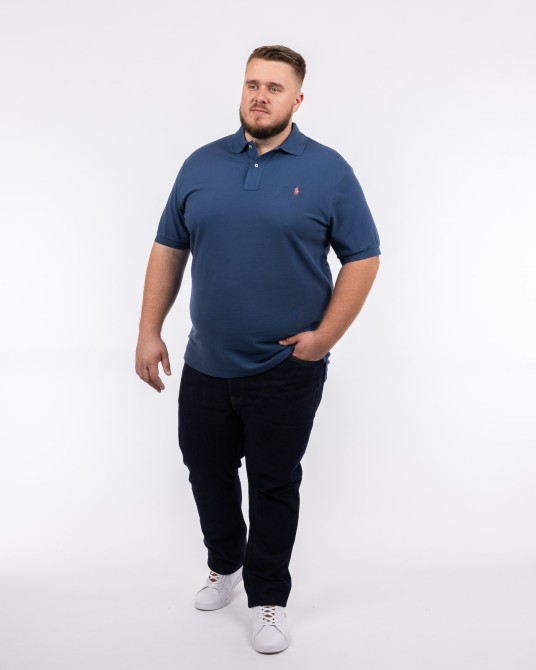 Polo piqué grande taille bleu foncé