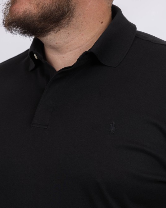 Polo interlock grande taille noir