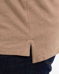 Polo manches longues piqué chiné grande taille beige