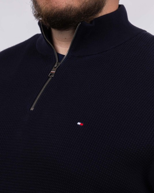 Pull zippé grande taille bleu marine