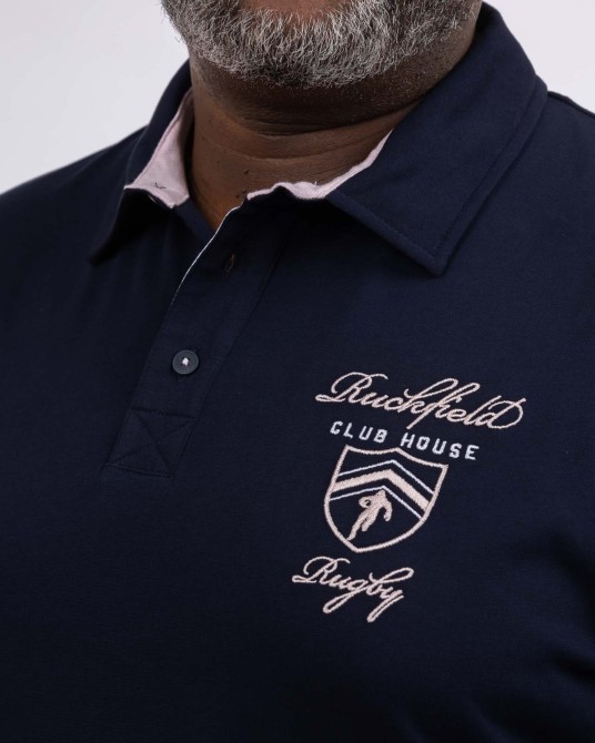 Polo manches longues grande taille club house bleu marine