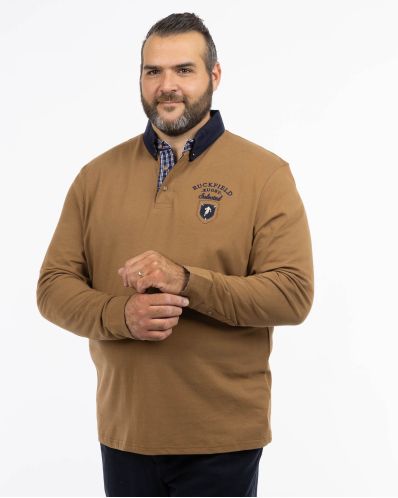 Polo jersey manches longues grande taille camel