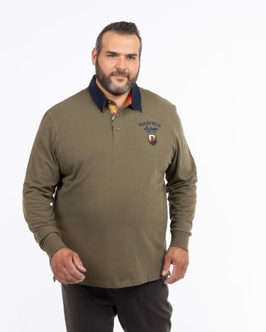 Polo jersey manches longues grande taille bleu marine