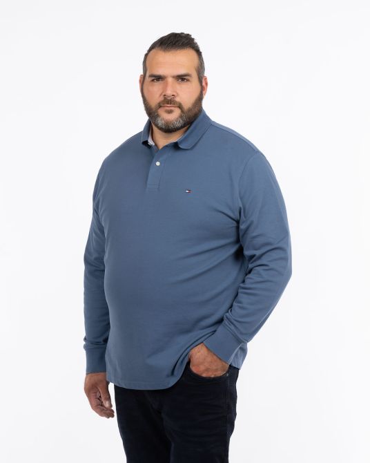 Polo manches longues grande taille bleu