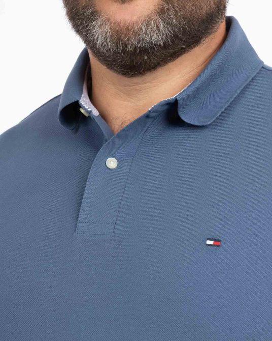 Polo manches longues grande taille bleu